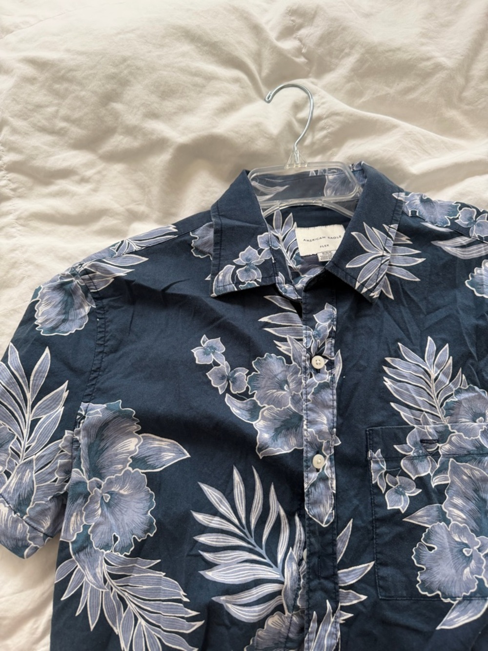 American Eagle Outfitters Navy Blue Floral Button-Down Shirt